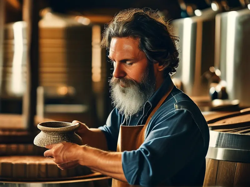 酿酒师手工制作酿酒曲的传统工艺展示