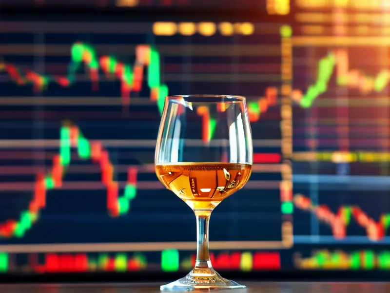 酿酒板块龙头股K线图与酒杯对比