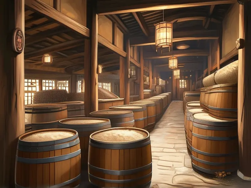 传统酿酒作坊内发酵过程实景