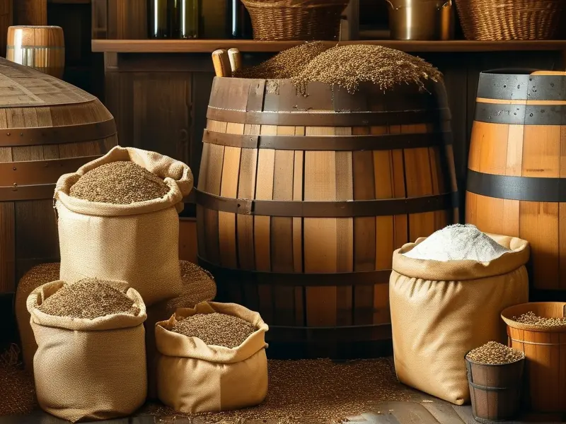 酿酒师处理酒糟的现场工作照