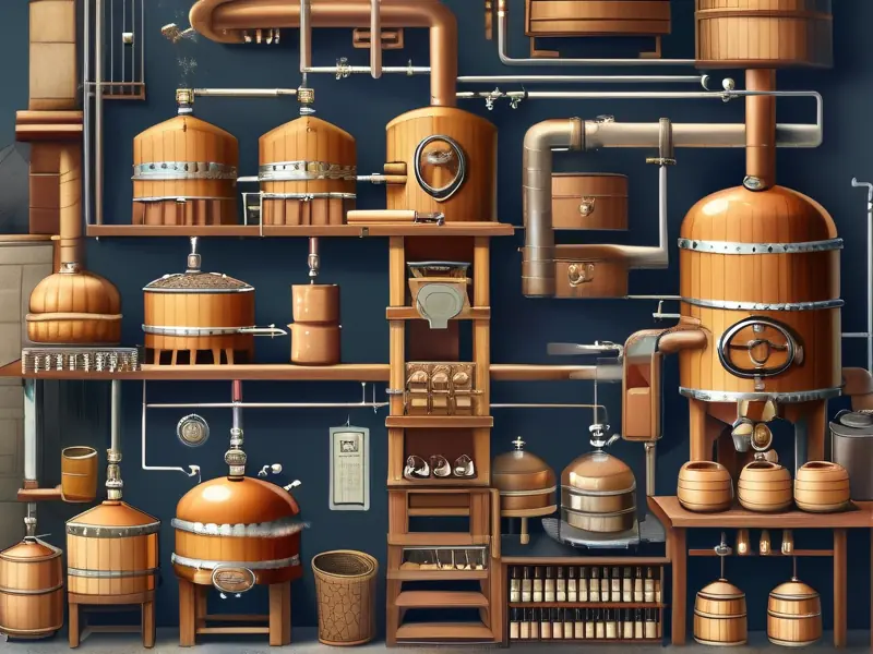 传统酿酒工艺插画展示