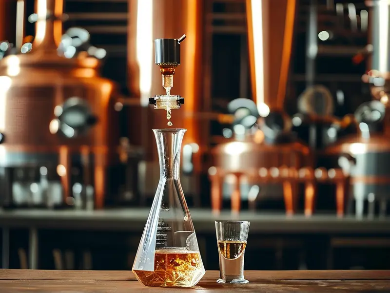 酿酒师检测酒液甲醇含量工作照