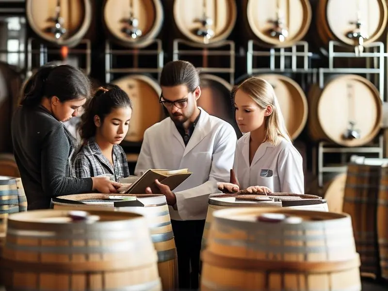 酿酒技术专业学生在实验室学习