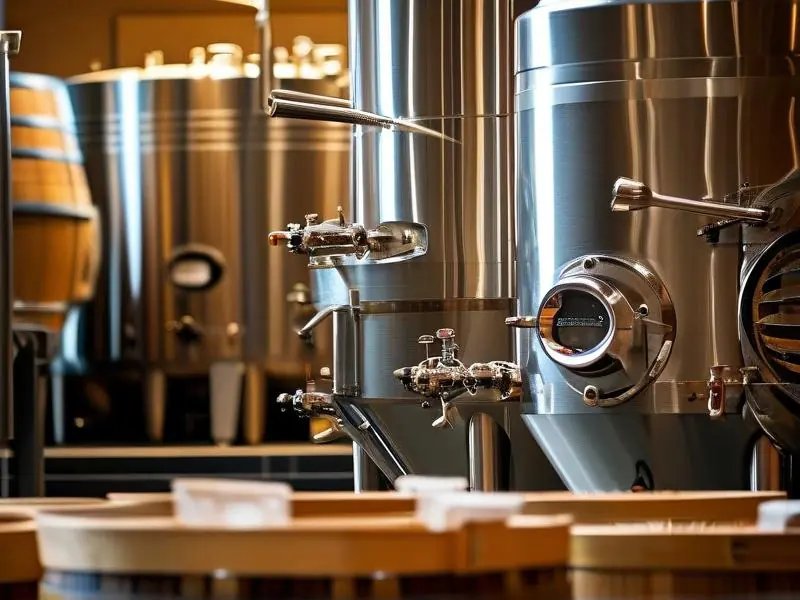 专业酿酒师操作不锈钢酿酒设备