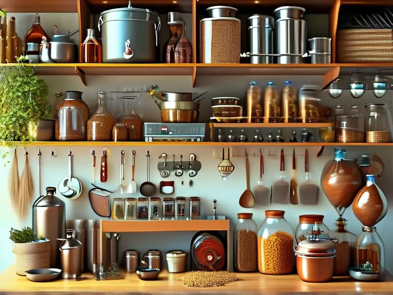 家庭酿酒设备和材料摆放示意图