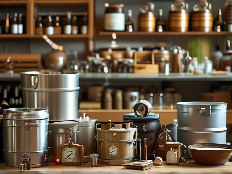 酿酒师检查酿酒工具