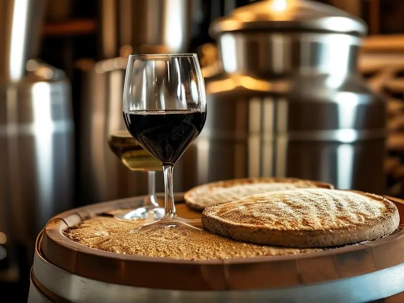 酿酒师比较洒饼和酒曲的特写