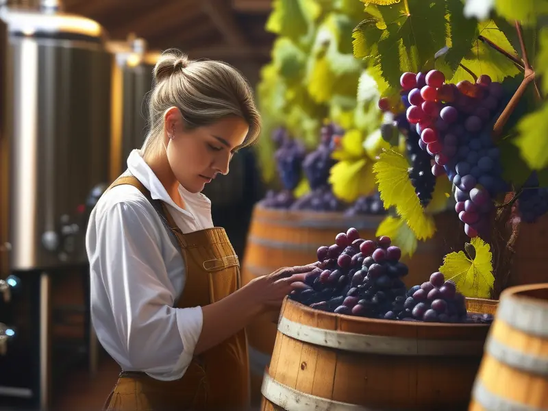 专业酿酒师检查白葡萄酒发酵过程