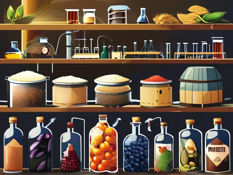 酿造酒的各种原料展示图