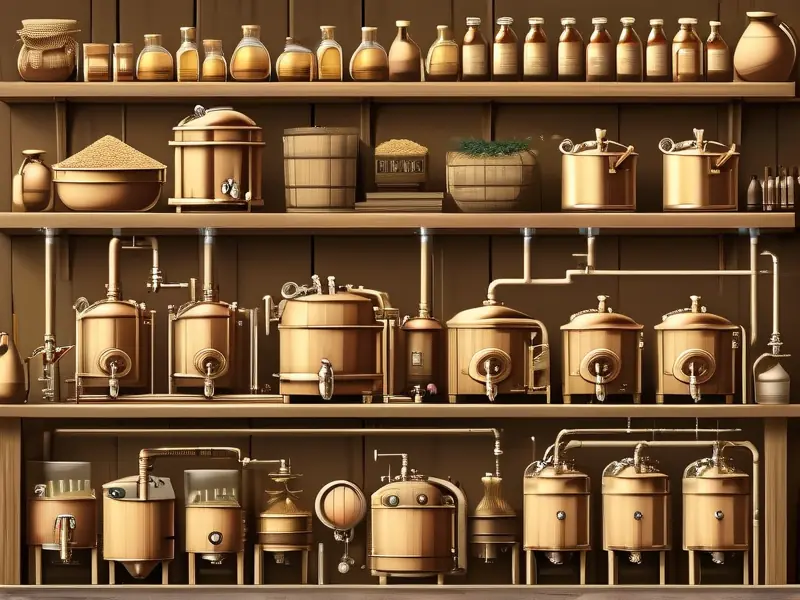 啤酒酿造过程示意图：从麦芽糖化到成品啤酒的完整流程