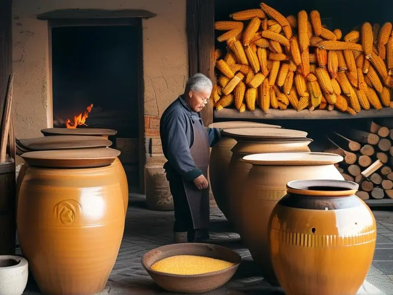 农村传统酿酒场景实拍