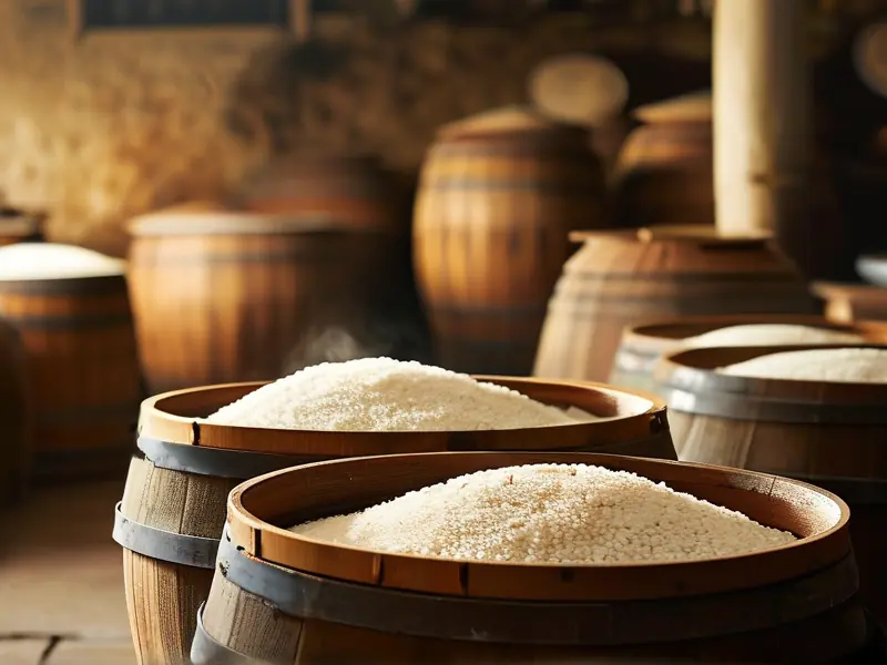 传统糯米酒酿造工艺展示图