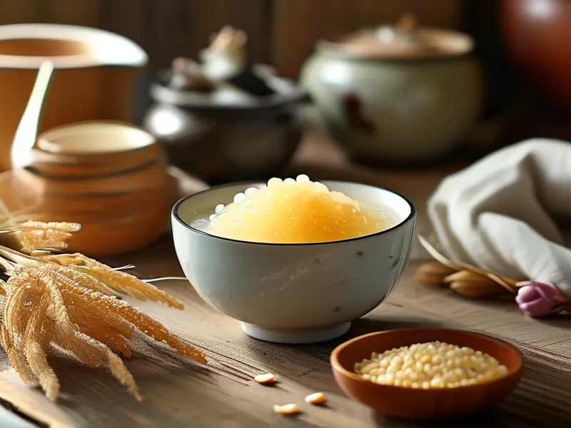 家常制作的糯米甜酒成品展示