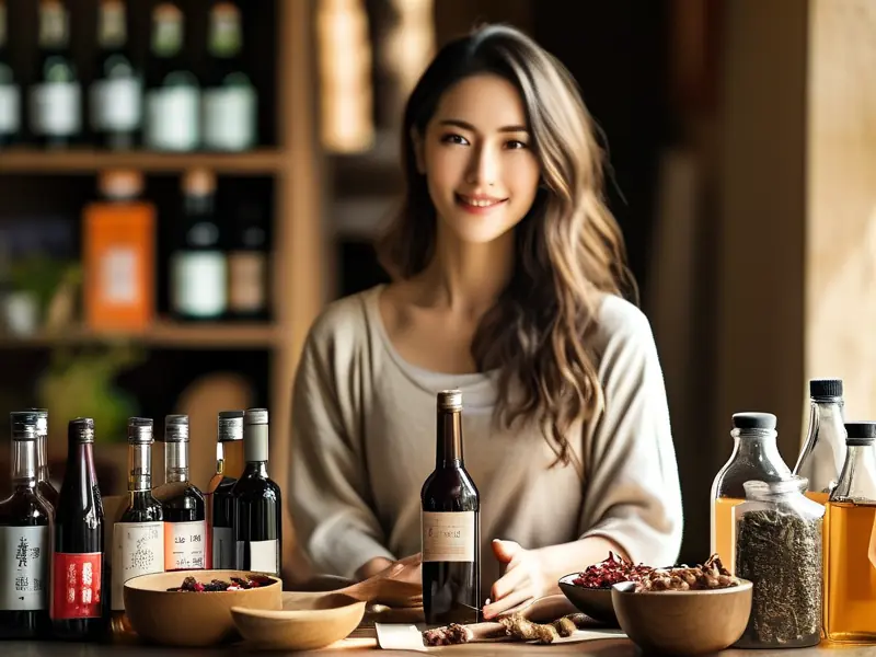 女性在家制作养生酒