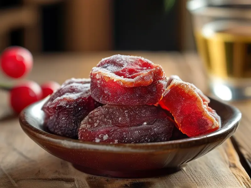 泡过酒的杨梅干成品展示