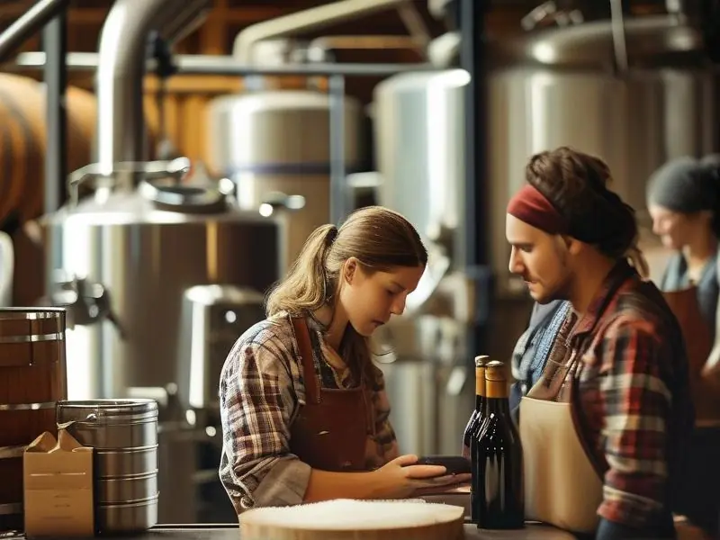 学员在酿酒车间学习酿酒技术