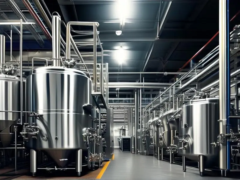 啤酒厂酿酒设备车间实景图
