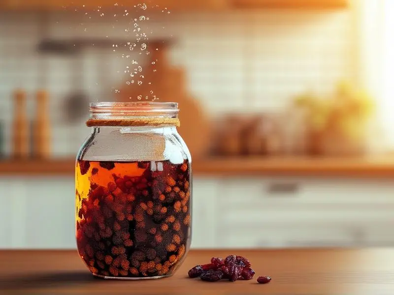 家庭自酿葡萄干酒发酵过程实拍图