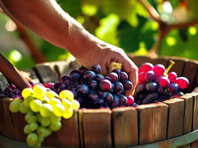 手工压榨葡萄酿造葡萄酒的传统方法