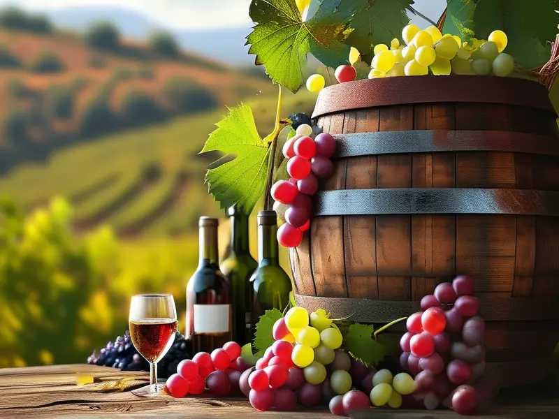 传统橡木桶中的葡萄发酵过程实拍