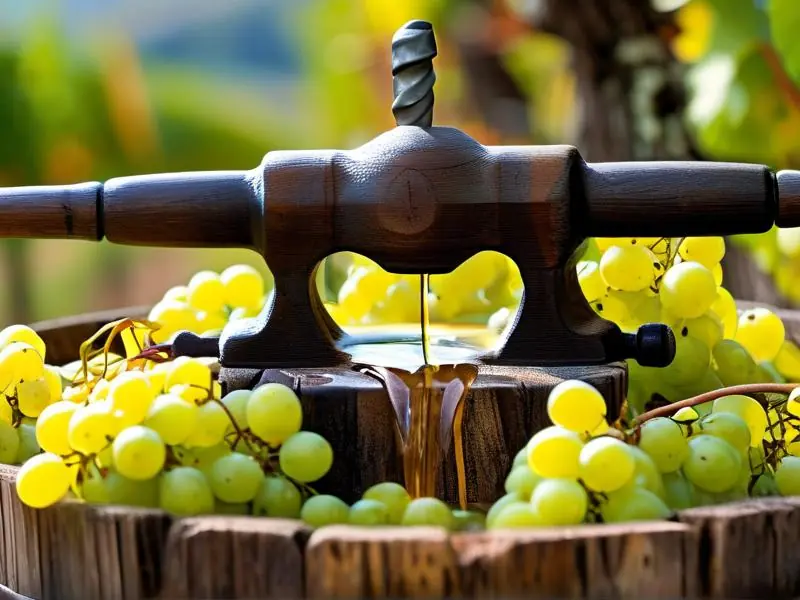 传统葡萄酒压榨过程