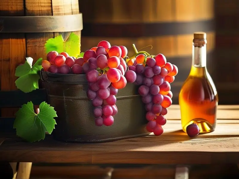 葡萄酒酿造过程实拍：新鲜葡萄与发酵中的酒液对比