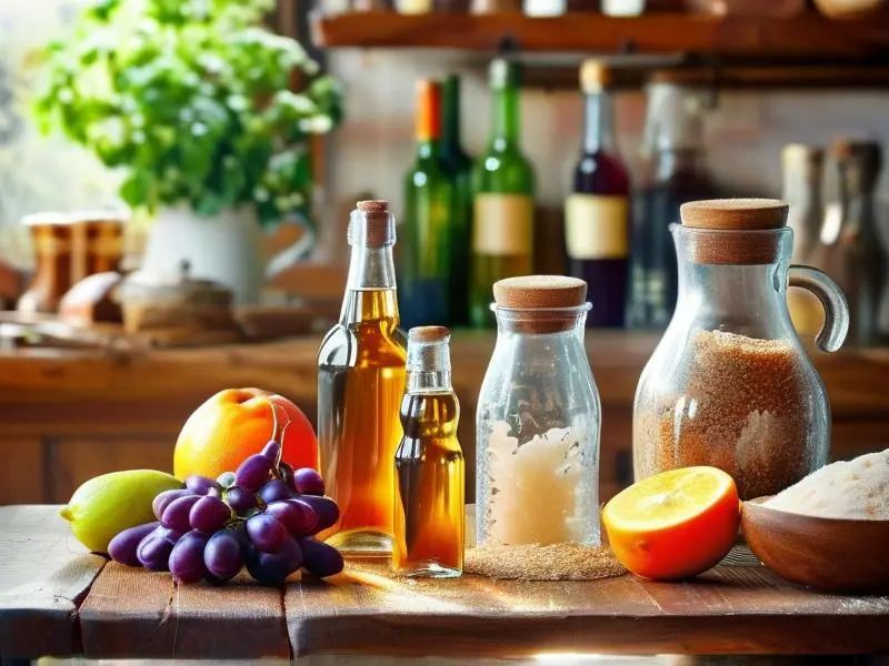 家庭自制气泡酒所需材料和工具摆放