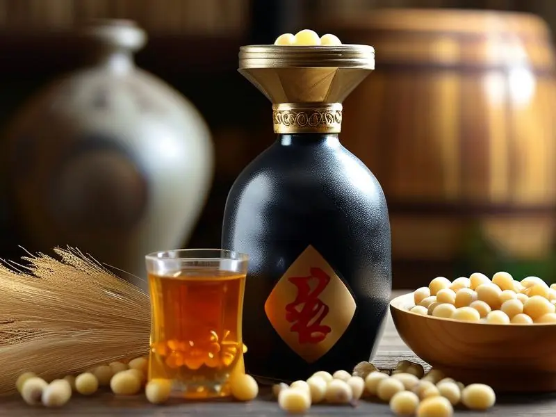 新鲜芡实与酿造的芡实酒展示