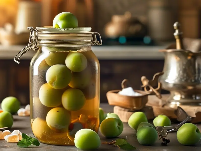 正在发酵的青梅酒特写