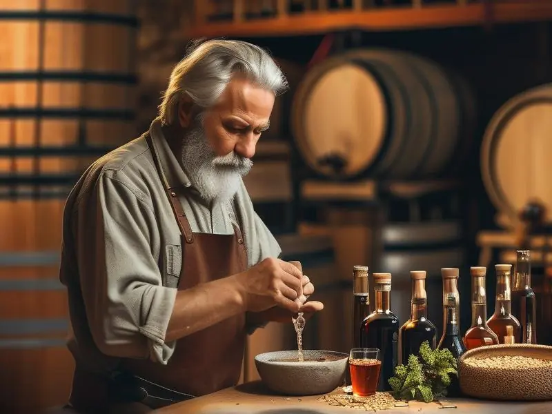 酿酒师调配清香型白酒的过程