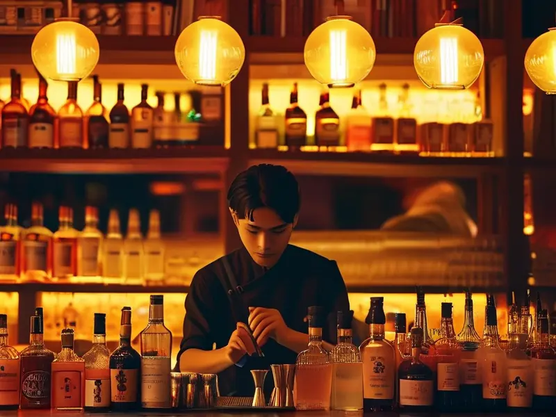 泉州调酒培训学员实践鸡尾酒调制场景