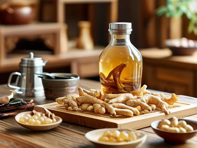 传统人参泡酒制作过程展示