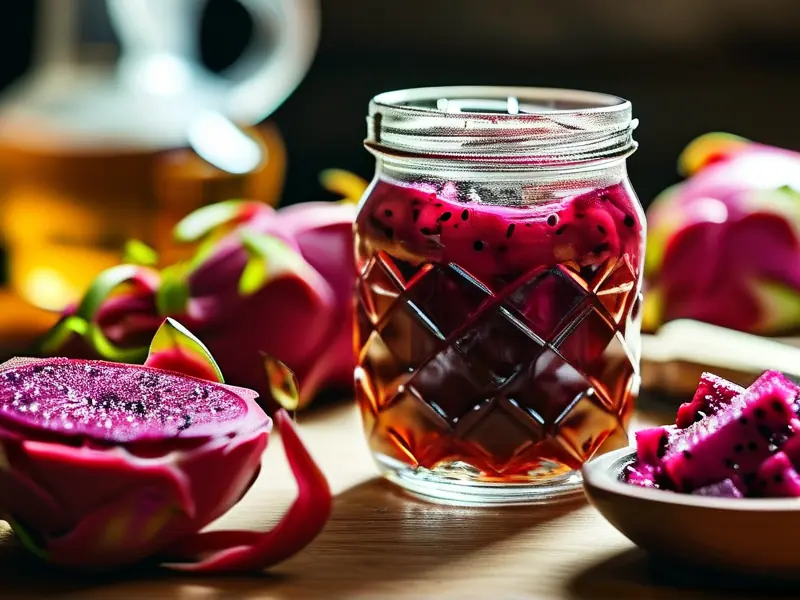 家庭自制火龙果酒原料与发酵过程实拍