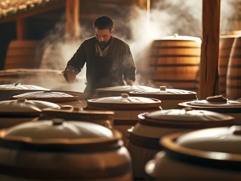 专业酿酒师示范高度酒蒸馏过程