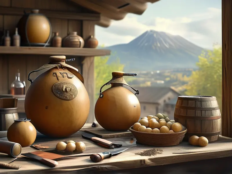 酿酒师演示酒葫芦制作过程