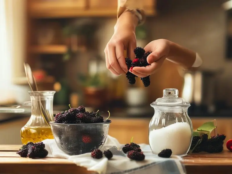 家庭制作桑葚酒的准备过程