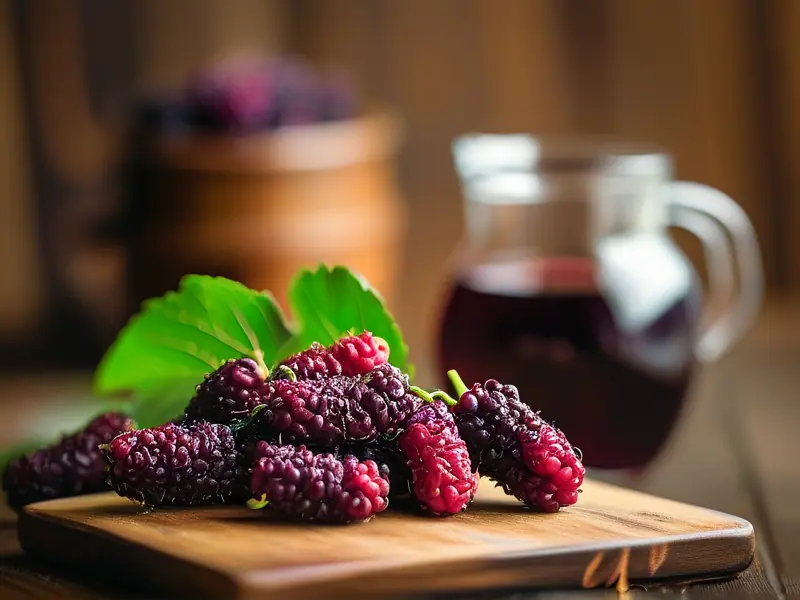 自制桑葚酒原料与成品展示