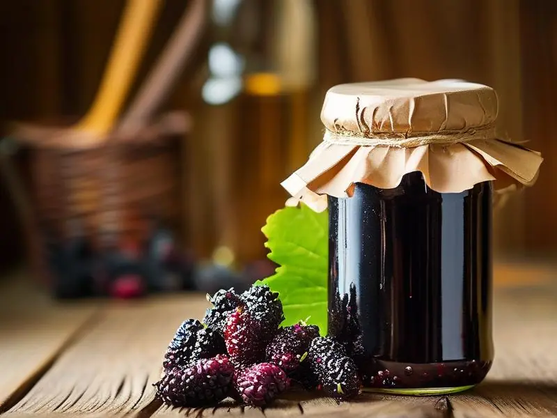 新鲜桑葚与自制桑葚酒对比展示