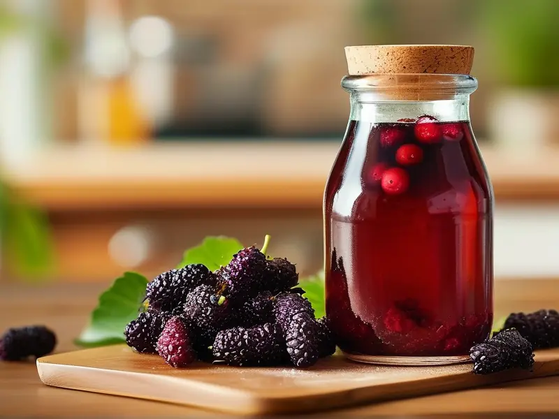 家庭自酿桑葚酒的制作过程展示