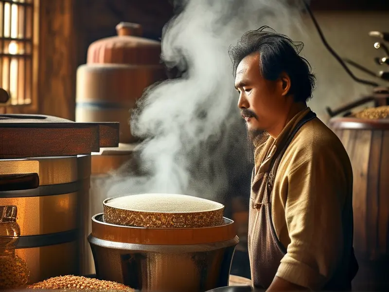 传统酿酒师烧制白酒过程实拍