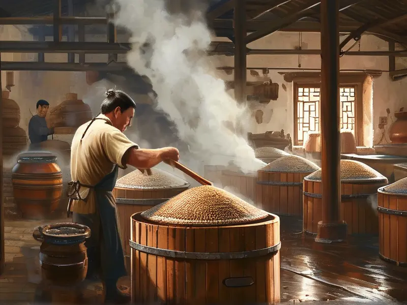 传统烧酒酿造工艺现场展示