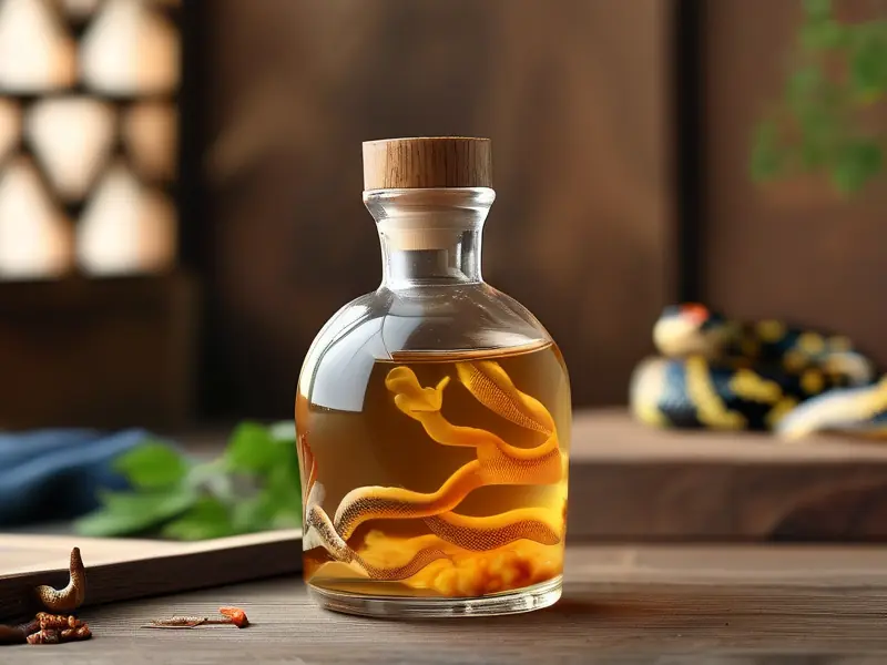 传统蛇胆酒制作成品展示