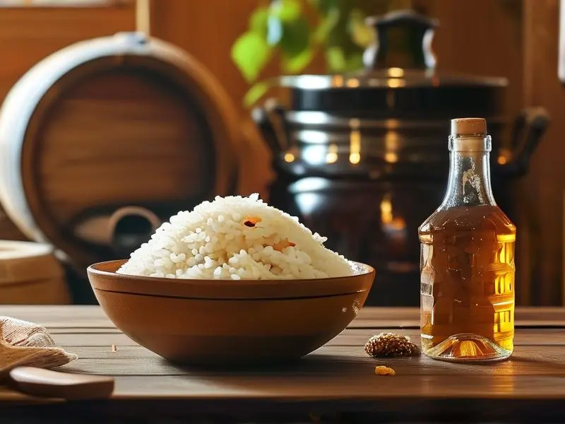 剩饭酿酒原料和器具展示
