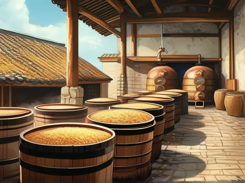 传统手工酿酒工艺展示图