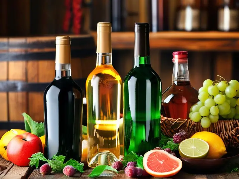 适合酿果酒的白酒与水果展示