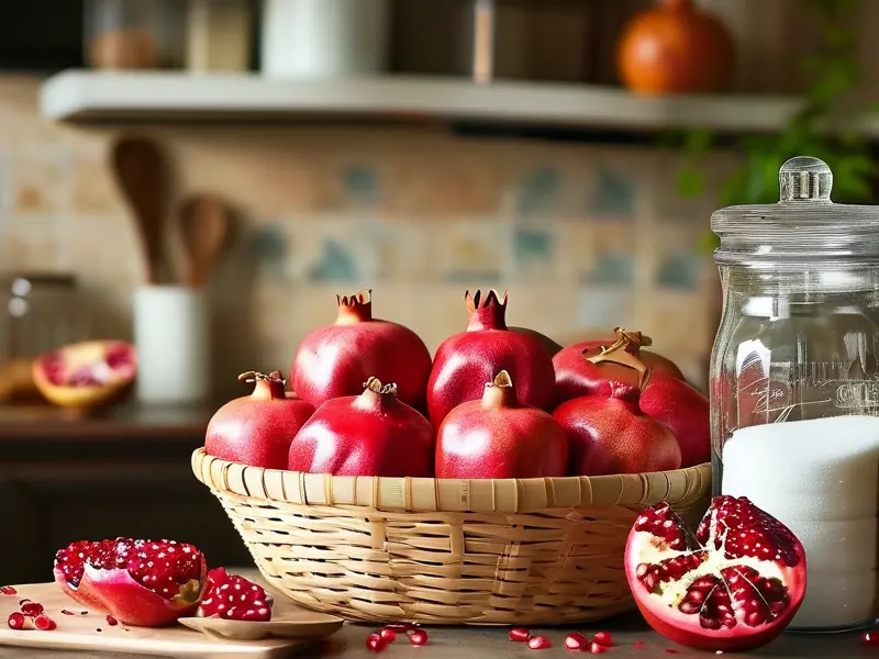 新鲜石榴与酿酒工具摆放示意图