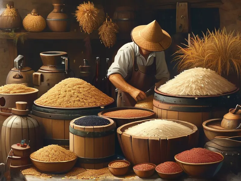 传统手工酿酒过程实拍