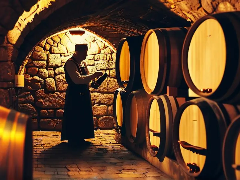 传统守墓人葡萄酒酿造场景