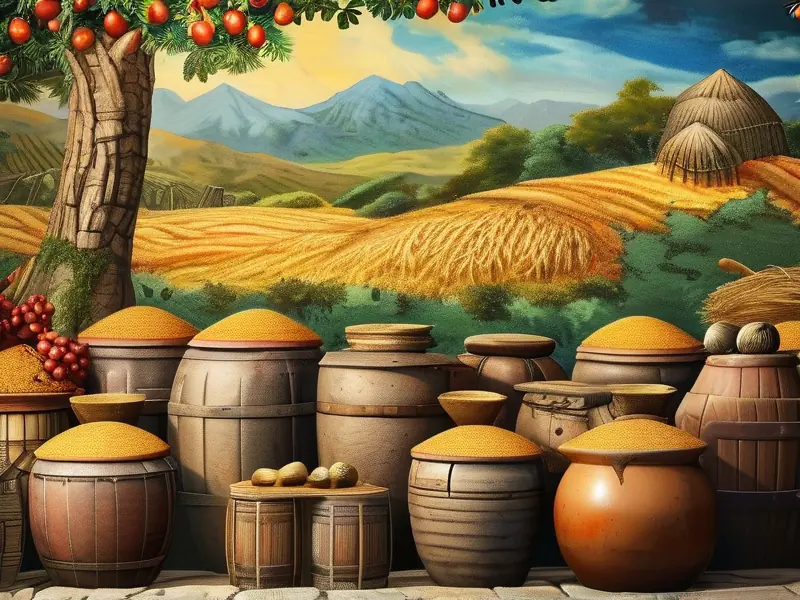 古代人类用陶罐酿酒的场景复原图