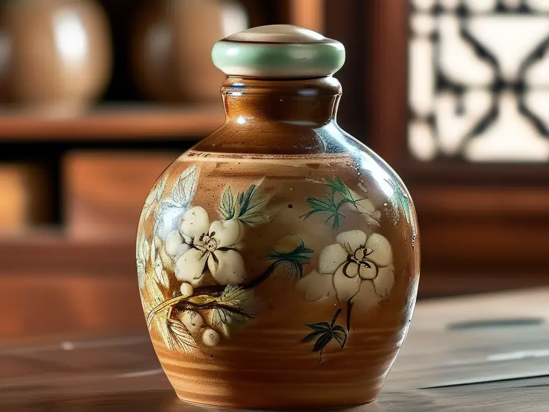 传统四物酒浸泡过程实拍图